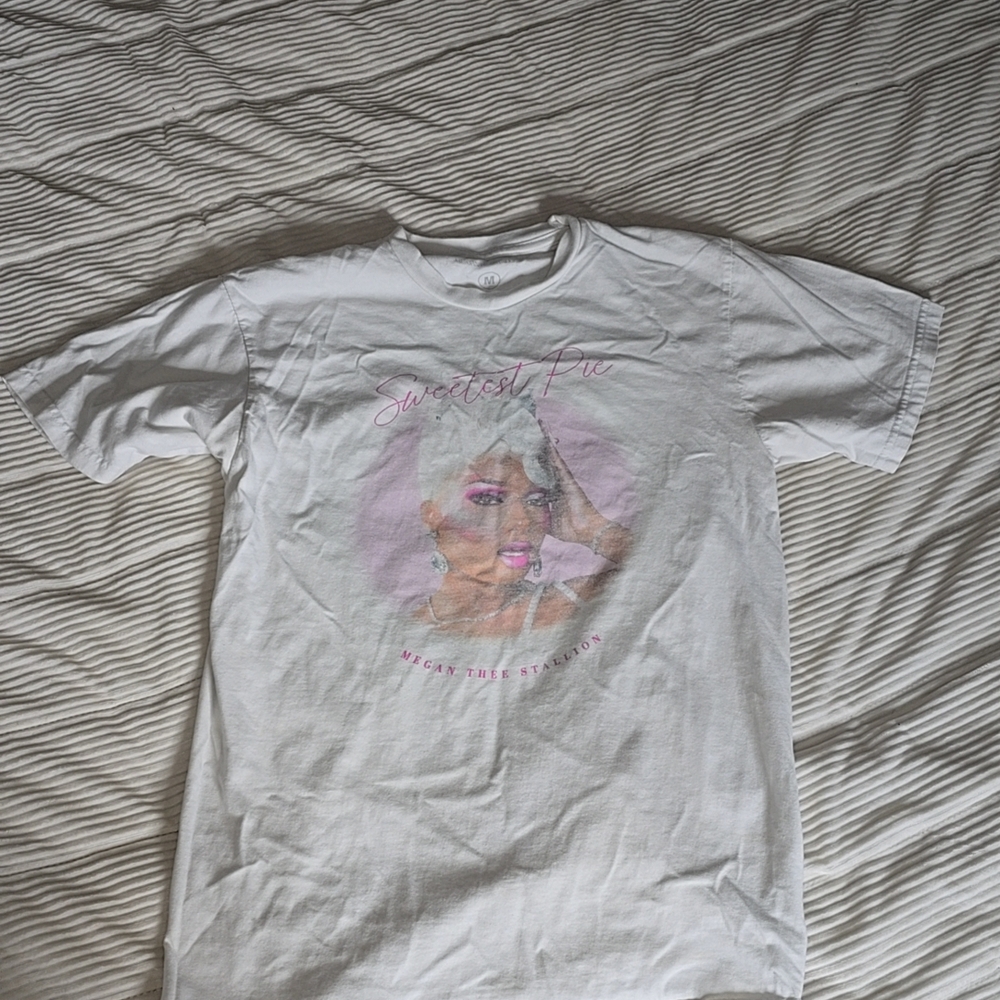 White Graphic T-Shirt with Pink and Purple Design